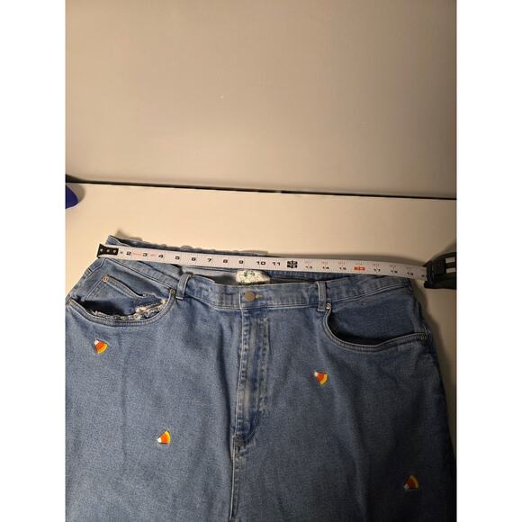 Quacker Factory Plus Size Halloween Candy Corn Straight  Jeans 24W Embroidered - Picture 4 of 6